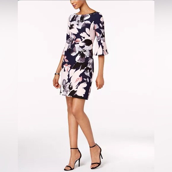 Vince Camuto Dresses & Skirts - VINCE CAMUTO Women’s Floral-Print Bell-Sleeve Dress in Navy 14